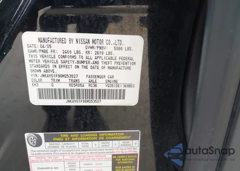 2006 Infiniti M35X from USA, damaged, VIN JNKAY01F96M253527